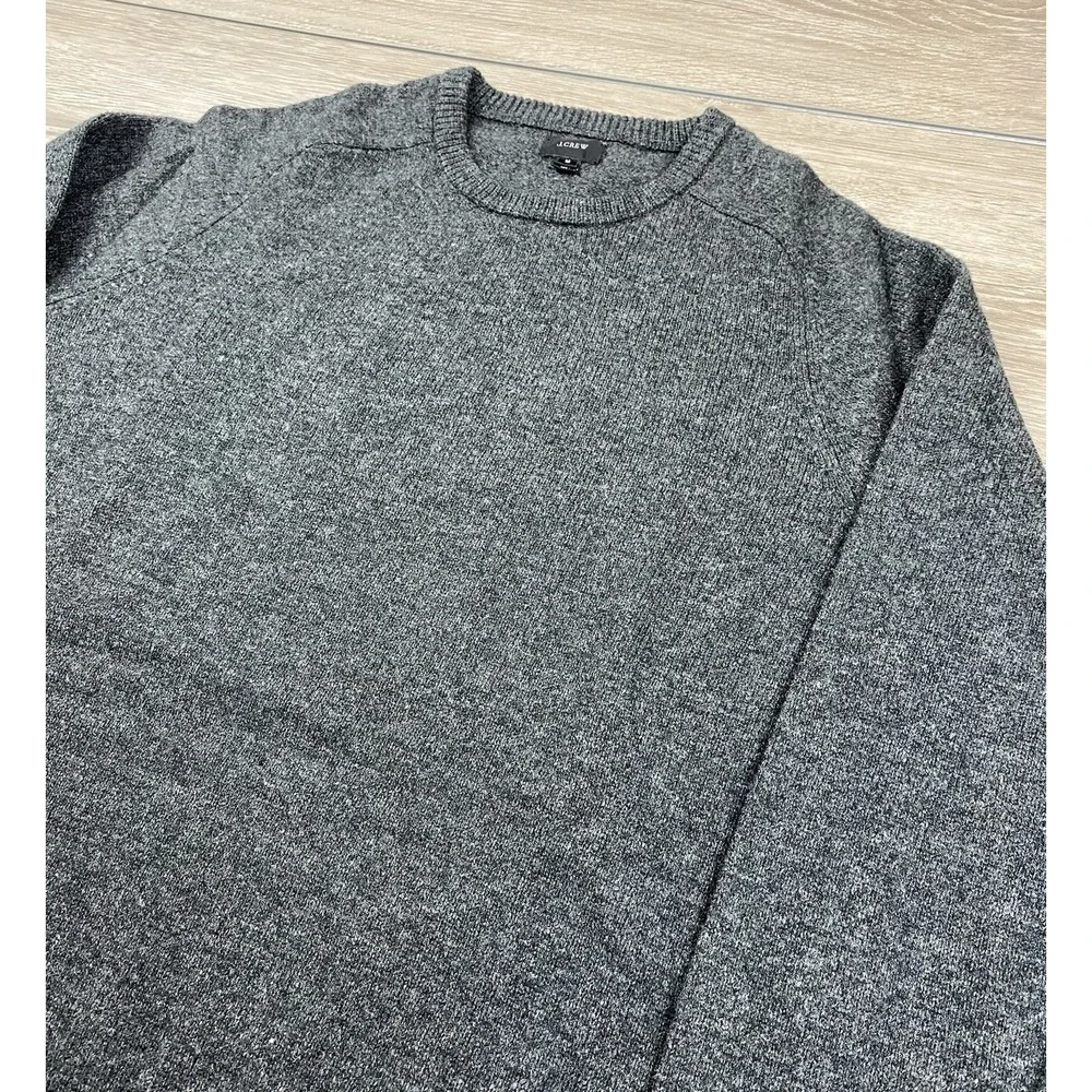 J Crew Mens 100% Lambswool Pullover Sweater Dark Grey Size‎ Medium *read*